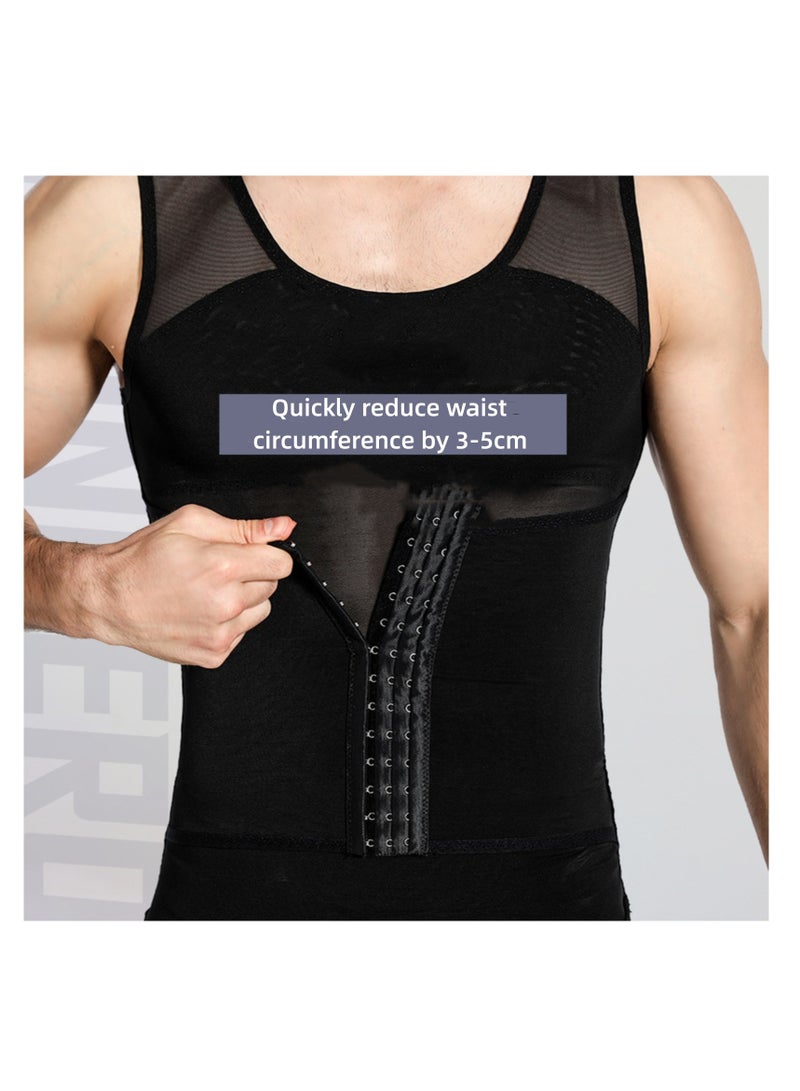 NOVOLAN NOVOLAN Men's Shapewear Garment Button-Up Adjustable Tummy Control Corset Chest Belt Collection Stereotyped Vest Invisible Breathable Fabric, Compression Back Support Versatile Easy to Wear  - Image 4