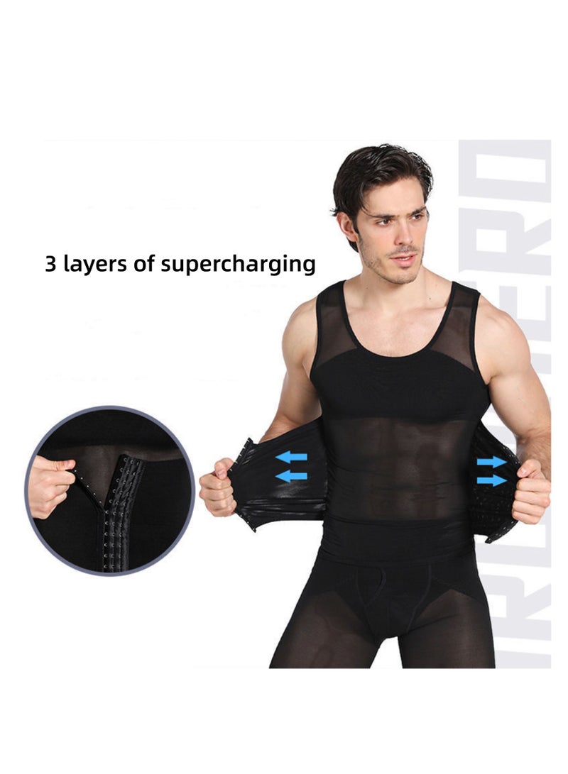 NOVOLAN NOVOLAN Men's Shapewear Garment Button-Up Adjustable Tummy Control Corset Chest Belt Collection Stereotyped Vest Invisible Breathable Fabric, Compression Back Support Versatile Easy to Wear  - Image 5