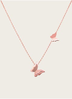 KAAF CREATIONS Dainty Butterfly Necklace, Rose Gold, Double Pendant Chain, 48 cm Length  - Image 2