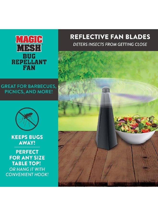 Magic Mesh Reflective Blades Quiet Motor Compact Bug Repellent Fan Black MM761006  - Image 3