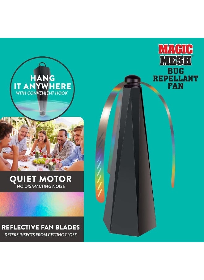 Magic Mesh Reflective Blades Quiet Motor Compact Bug Repellent Fan Black MM761006  - Image 2