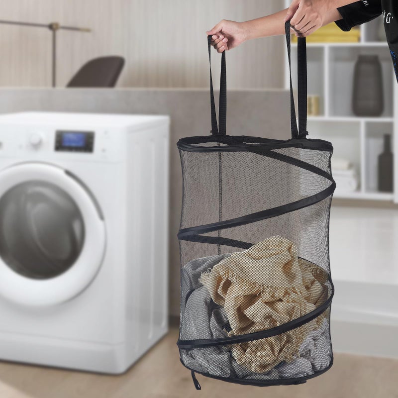 Seiritex Mesh Popup Laundry Hamper 115L Foldable Laundry Basket Extra Large Capacity Collapsible Clothing Storage Basket with Handles 26 H x 18 W x 18 L (Black) - Image 5