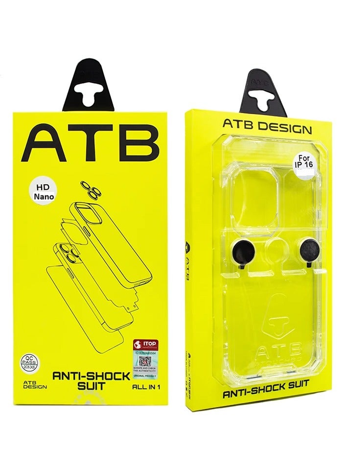 اي تي بي طقم حماية شامل 6 في 1 ايفون 16 تركيب سهل فائق الدقة مع واقي شاشة نانو مرن شفاف تجربة جديدة في حماية الشاشة بفضل واقي النانو المرن. يشمل الطقم جميع الملحقات الأخرى: كفر شفاف، حماية عدسة، لزقة خلفية، لزقات قماشية واقية، وإطار مغناطيسي. - Image 1