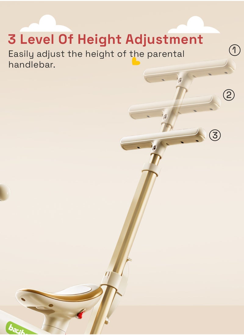 BAYBEE - Novak 4 in 1 Convertible Baby Tricycle for Kids, Baby Kids Cycle with 3 Height Adjustable Parental Handle, Balance Bike & Bicycle Mode | Foldable Kids Tricycle Cycle for Kids 1.5 to 5 Years Brown - Image 1