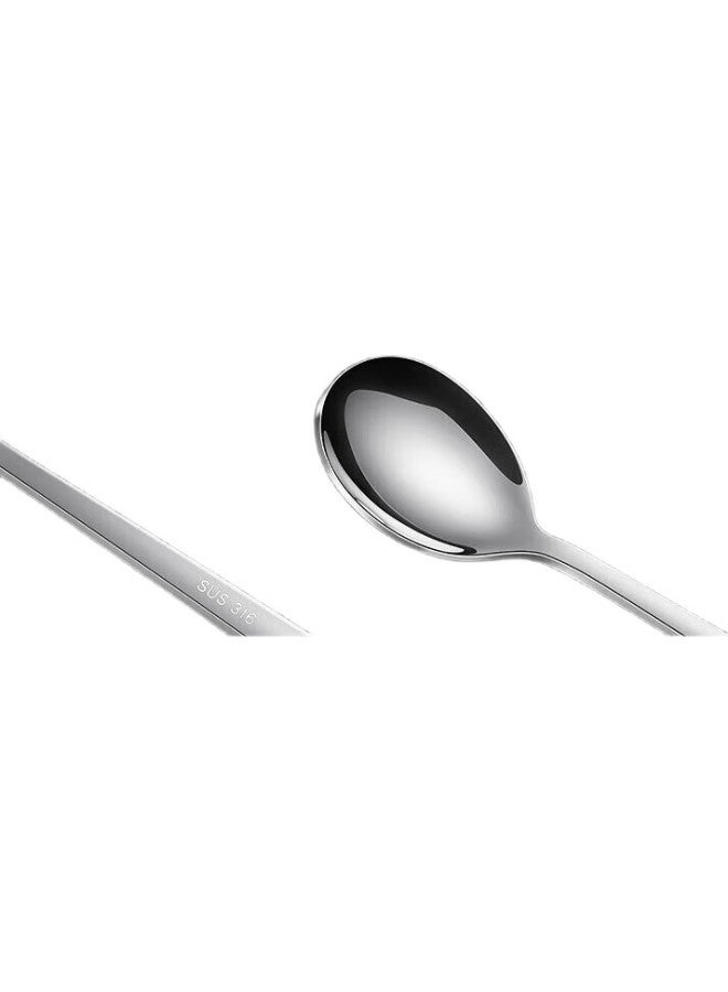 SSGP Steel 316 Stainless Steel Spoon Set Large Size Food Grade Thickened Deepened Soup Spoon Household Eating Rice Spoon Soup Spoon 30384 - Image 2