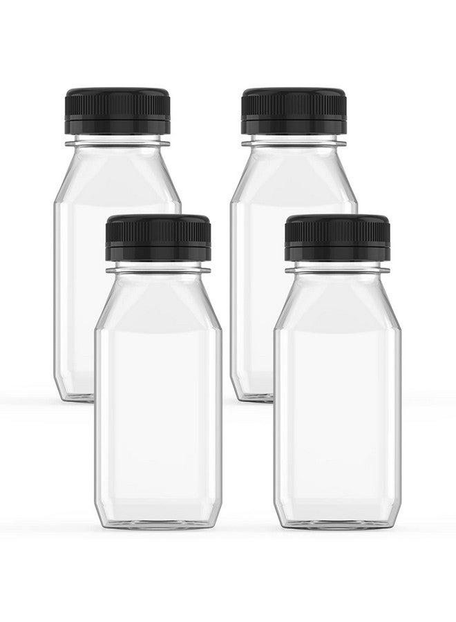 Hulless 6 Ounce Plastic Juice Bottle Drink Containers 5 Pcs Juicing Bottles with Black Lids, Suitable for Juice, Smoothies, Milk and Homemade Beverages - Image 1