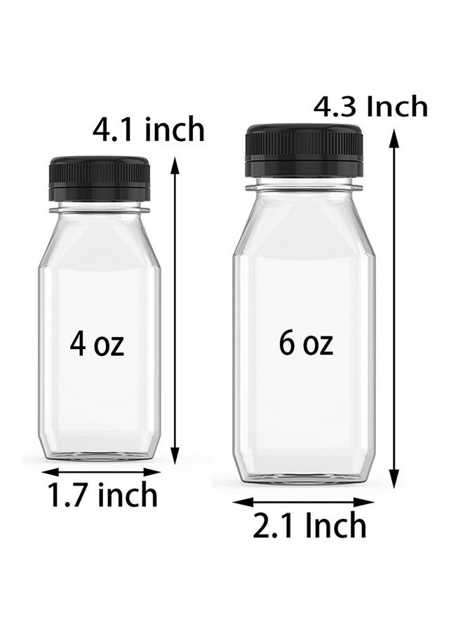 Hulless 6 Ounce Plastic Juice Bottle Drink Containers 5 Pcs Juicing Bottles with Black Lids, Suitable for Juice, Smoothies, Milk and Homemade Beverages - Image 2