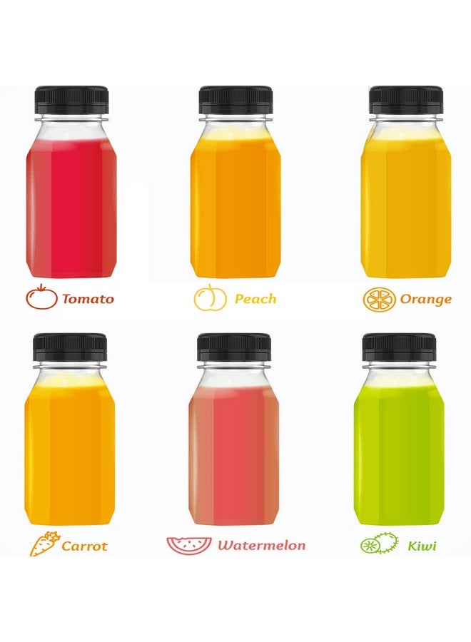 Hulless 6 Ounce Plastic Juice Bottle Drink Containers 5 Pcs Juicing Bottles with Black Lids, Suitable for Juice, Smoothies, Milk and Homemade Beverages - Image 4