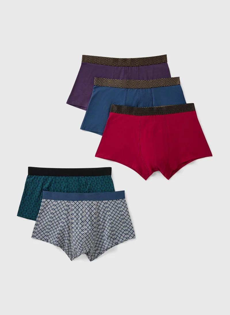 Matalan 3 Pack Multicolour Geo Gold Waistband Hipsters