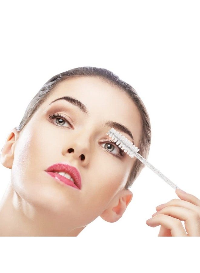 Mekupeu 300 Pcs Crystal Eyelash Mascara Wands Disposable Lash Brushes For Extensions Makeup Brush Applicators Tool Kit All White - Image 4
