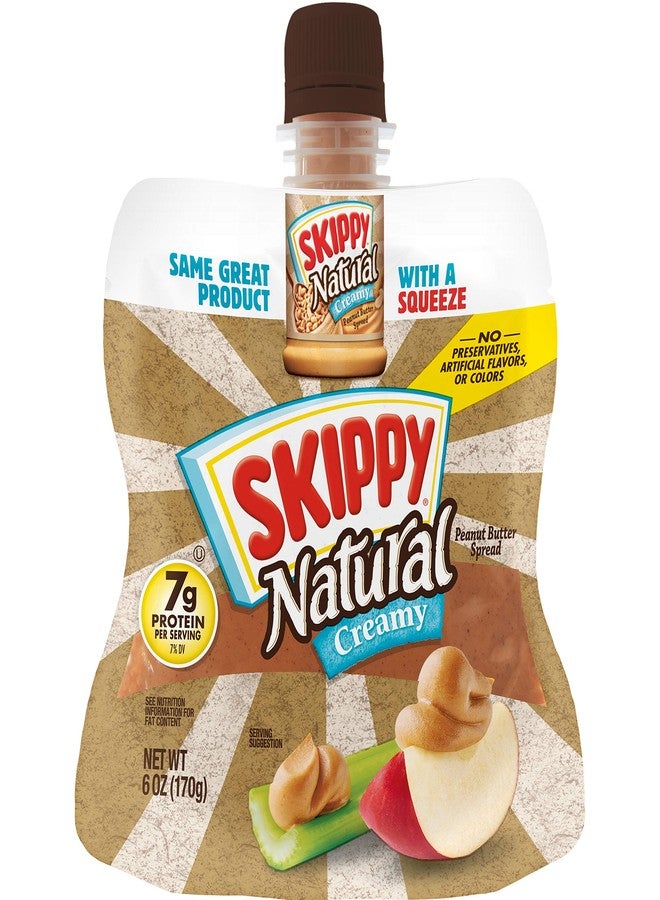 SKIPPY Squeeze Natural Creamy Peanut Butter, 6 Ounce (Pack of 6) - Image 1