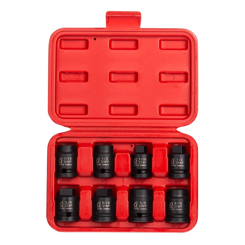 Sunex Tools 8-Piece CR-MO Steel Socket Set, 1/2-Inch Drive, Pipe Plug, Male/Female, SAE: 7/16'' to 5/8'', Heavy Duty Storage Case, Meets ANSI Standards, Model 2841