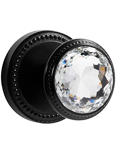 SORWDUERM Black Door Knobs Crystal Door Knob Dummy Door Knob Glass Door Knob Single Sided Decorative Zinc Alloy 2 Pack - Image 1