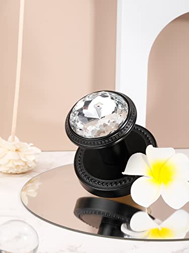 SORWDUERM Black Door Knobs Crystal Door Knob Dummy Door Knob Glass Door Knob Single Sided Decorative Zinc Alloy 2 Pack - Image 3