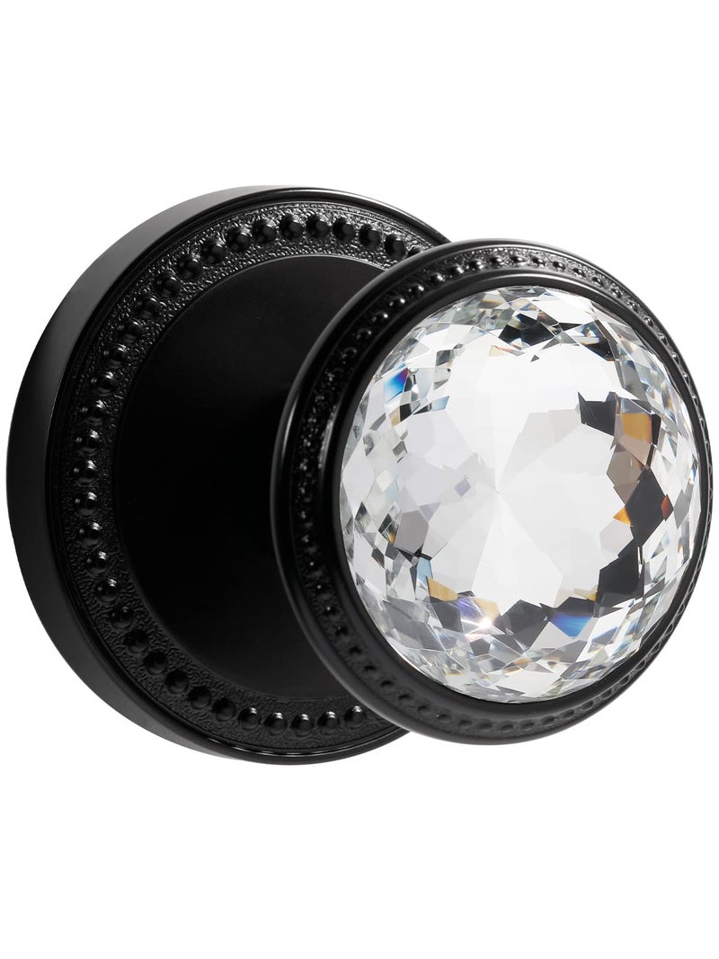 SORWDUERM Black Door Knobs Crystal Door Knob Dummy Door Knob Glass Door Knob Single Sided Decorative Zinc Alloy 2 Pack - Image 2