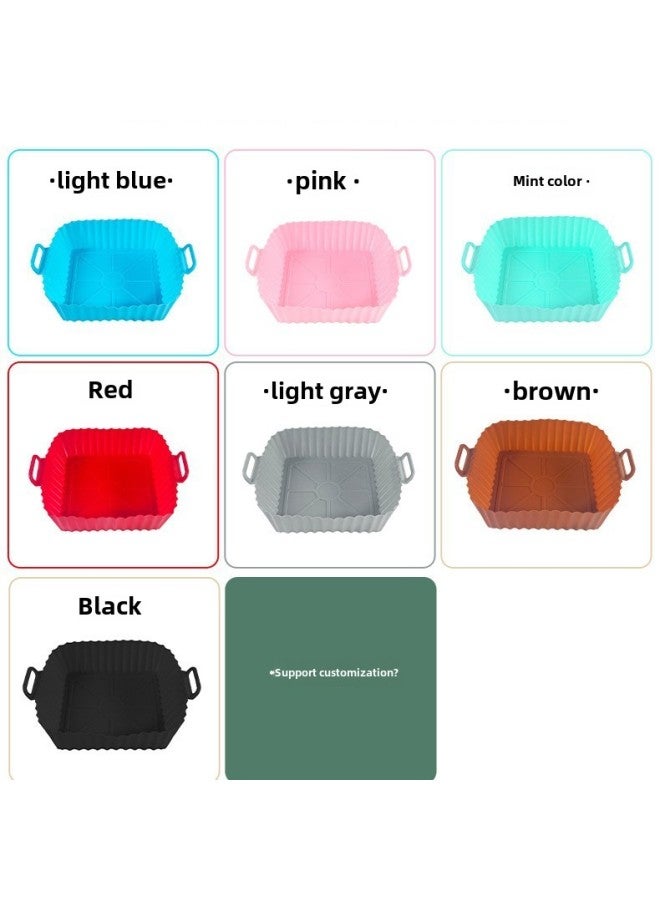 Air Fryer Silicone Pot Round 3d Tray Mat Air Fryer Baking Tray Silicone Coated Heat Resistant Easy To Clean Kitchen Tool-Specifications:Square Three-dimensional 55g-Color:Light Gray - Image 1