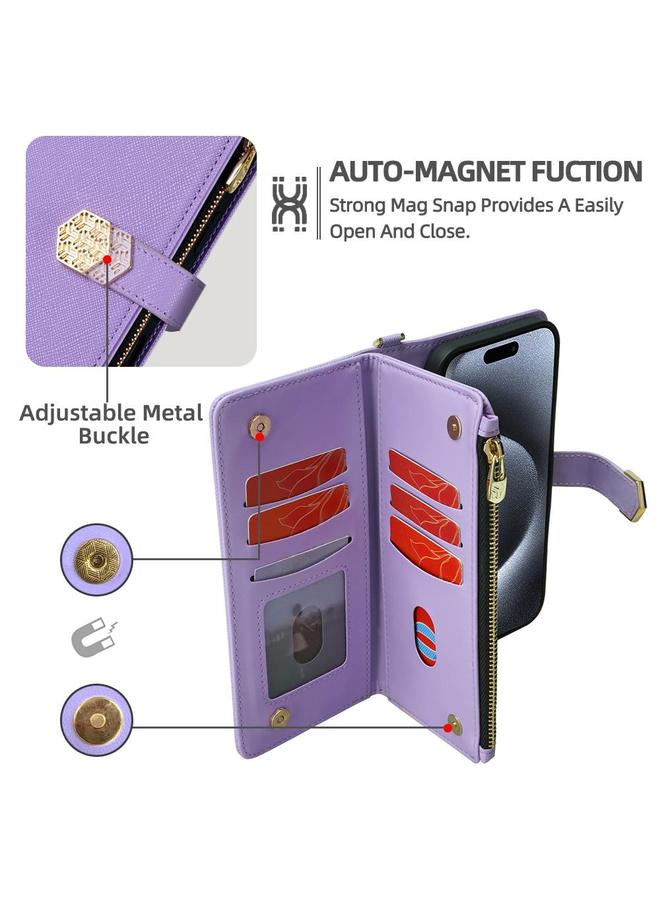 Zaboon Case For iPhone 12 / 12 Pro Crossbody Handle Cross Texture Leather Phone Case - Image 3