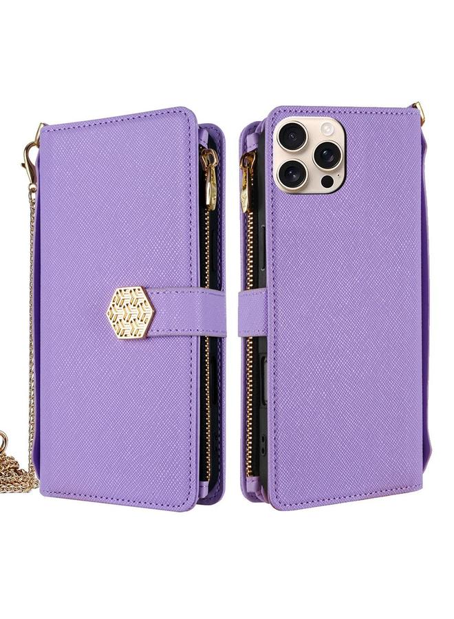Zaboon Case For iPhone 12 / 12 Pro Crossbody Handle Cross Texture Leather Phone Case - Image 1