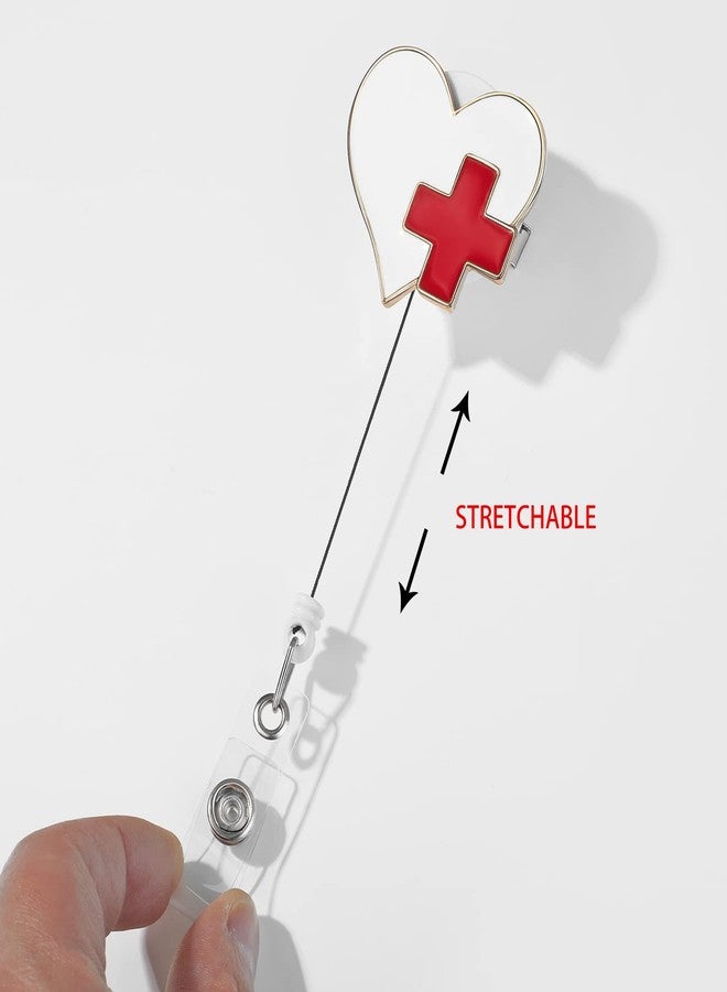 Hanreshe Nurse Badge Reel Retractable Heart Badge Holder Cute Nursing Badge Reel with Clip for Nurse Student - Image 4