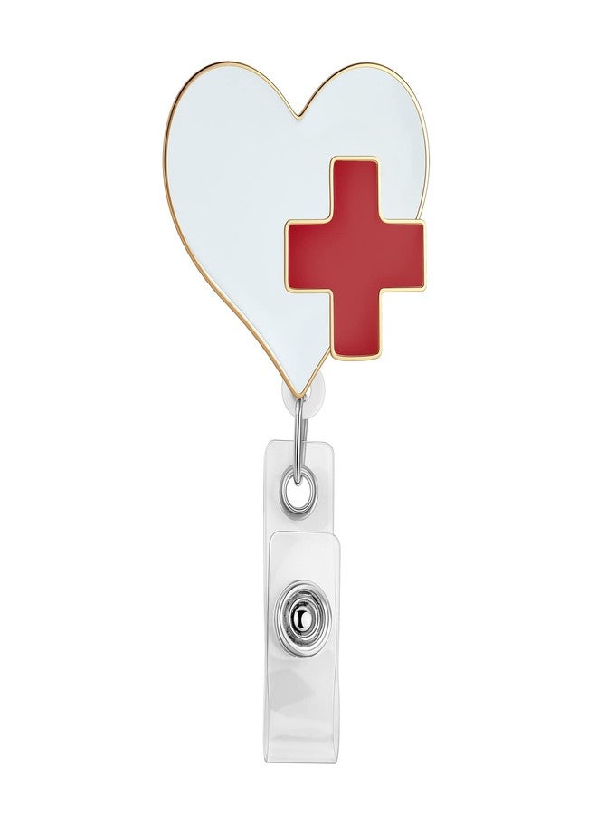 Hanreshe Nurse Badge Reel Retractable Heart Badge Holder Cute Nursing Badge Reel with Clip for Nurse Student - Image 1