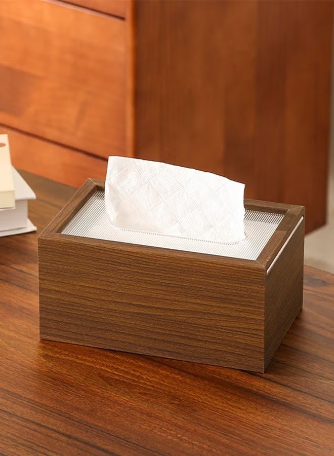 Hoasis Wood Tissue Box, Elegant Classic Style Napkin Tissue Holder ,with Sliding Lid, Tabletop Decor for Living Room Dining Table, 19.7*12.7*9.7 cm - Image 2