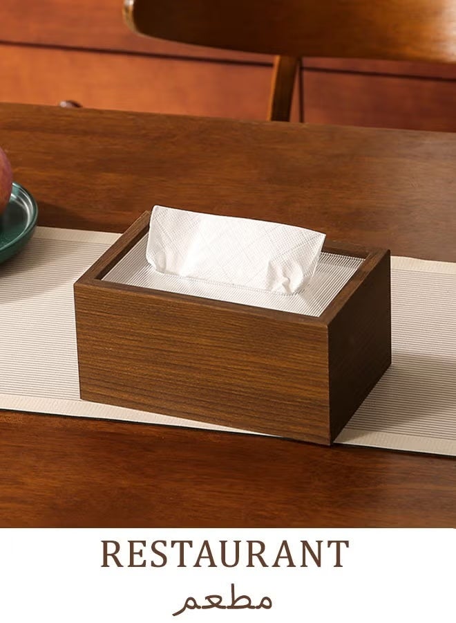 Hoasis Wood Tissue Box, Elegant Classic Style Napkin Tissue Holder ,with Sliding Lid, Tabletop Decor for Living Room Dining Table, 19.7*12.7*9.7 cm - Image 4