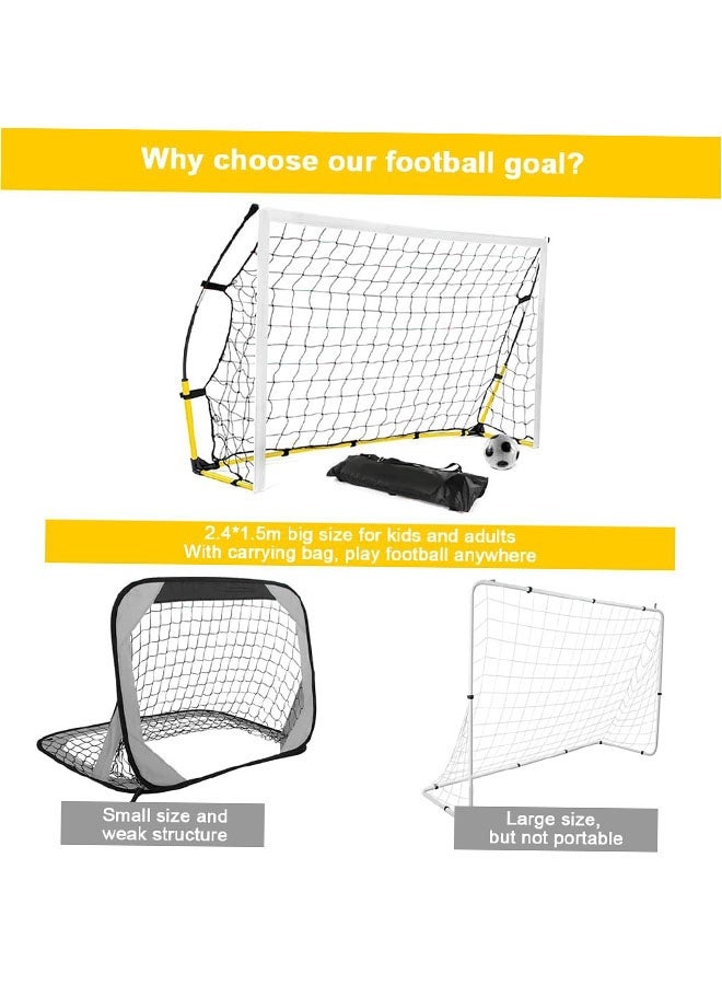 Arabest Portable Soccer Goal Foldable Training Soccer Goals Net Set with Carry Bag Ground Stakes, Backyard Indoor Outdoor Practice Football Goals Ideal Games Net for Toddler Youth Adults (2.4 * 1.5 * 0.84M) - Image 3