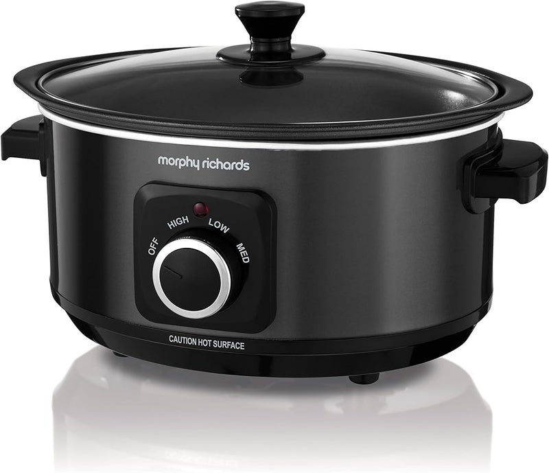 Morphy Richards 3.5L Sear & Stew Slow Cooker, Shatter Resistant Aluminium Pot, 3 Heat Settings, Hob Proof, Easy Clean, 163W, Black, 460012 - Image 1