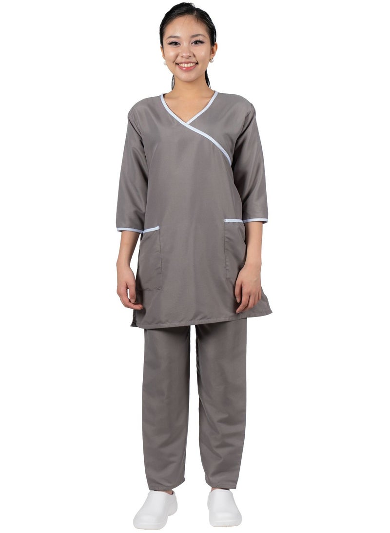 Professional Housemaid/Khadama/Nanny Uniform Set 3/4 Sleeve, with Matching Trousers COTTON