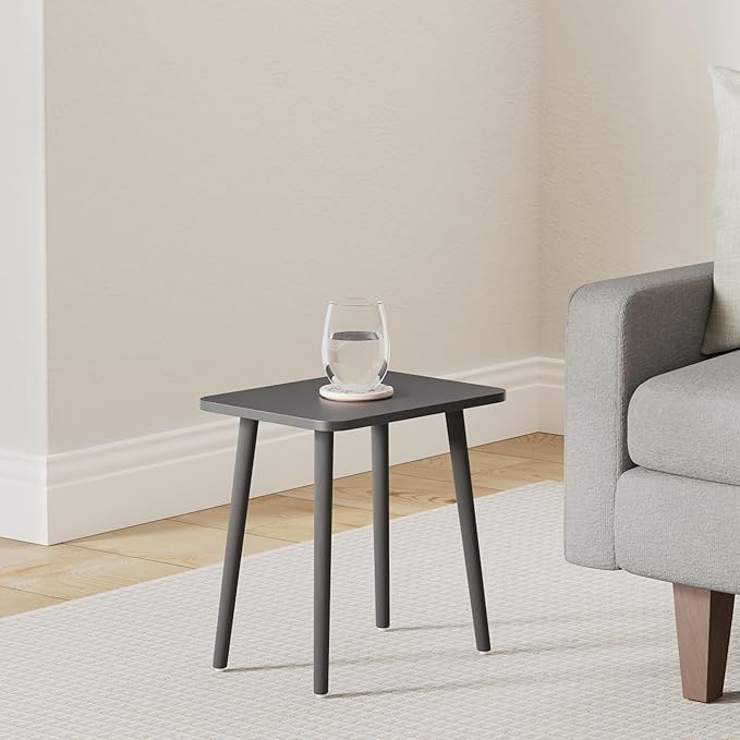 FORAOFUR Side Table, Modern Accent End Table with Wooden Legs, Easy to Assemble Mini Living Room Table for Sofa Bedroom, Minimalist Black Furniture for Small Apartments and Limited Spaces - Image 2