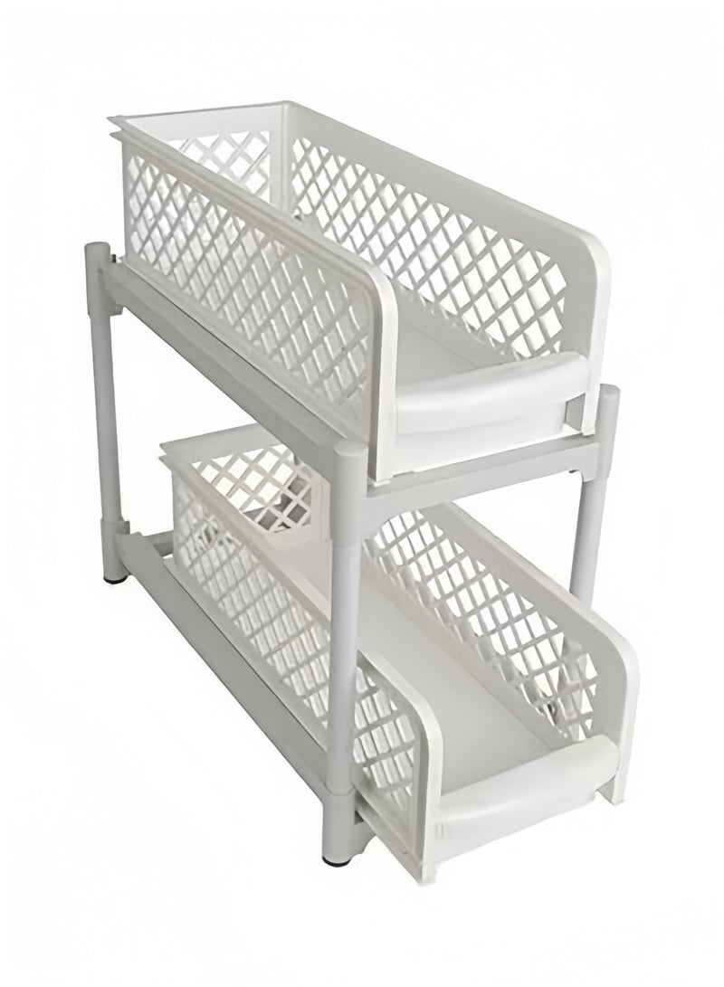 Halamodo Double Tier Kitchen Cabinet Organizer,Pull Out Bathroom Storage Rack,Easy Access Under Sink for Efficient Countertop Storage Tabletop Shelf - Image 1