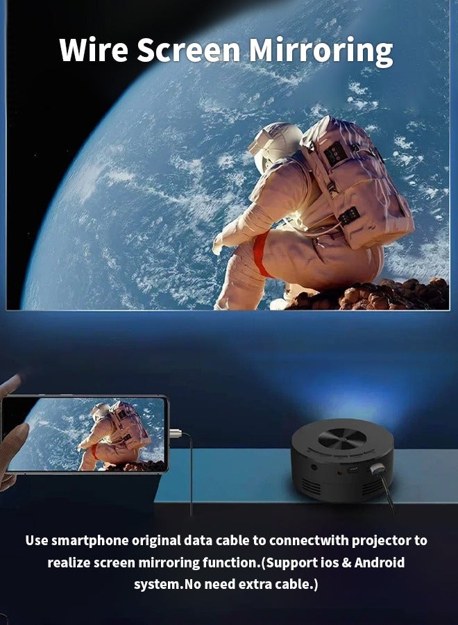 بيوينتي جهاز عرض صغير محمول، أجهزة عرض فيديو خارجية صغيرة مع وظيفة مزامنة شاشة الهاتف الذكي، جهاز عرض أفلام متوافق مع نظام التشغيل iOS والهاتف والكمبيوتر اللوحي، مع جهاز تحكم عن بعد - Image 3