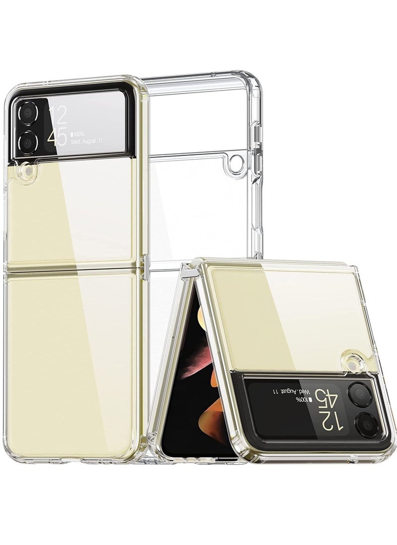 Raxoom Case for Samsung Galaxy Z flip 4 5G 2022, Clear Slim Phone Case with Transparent Hard PC Back, Soft TPU Edges, Hinge, Non-Yellowing Shockproof Thin Protective Cover for Z flip 4 - Crystal - Image 1