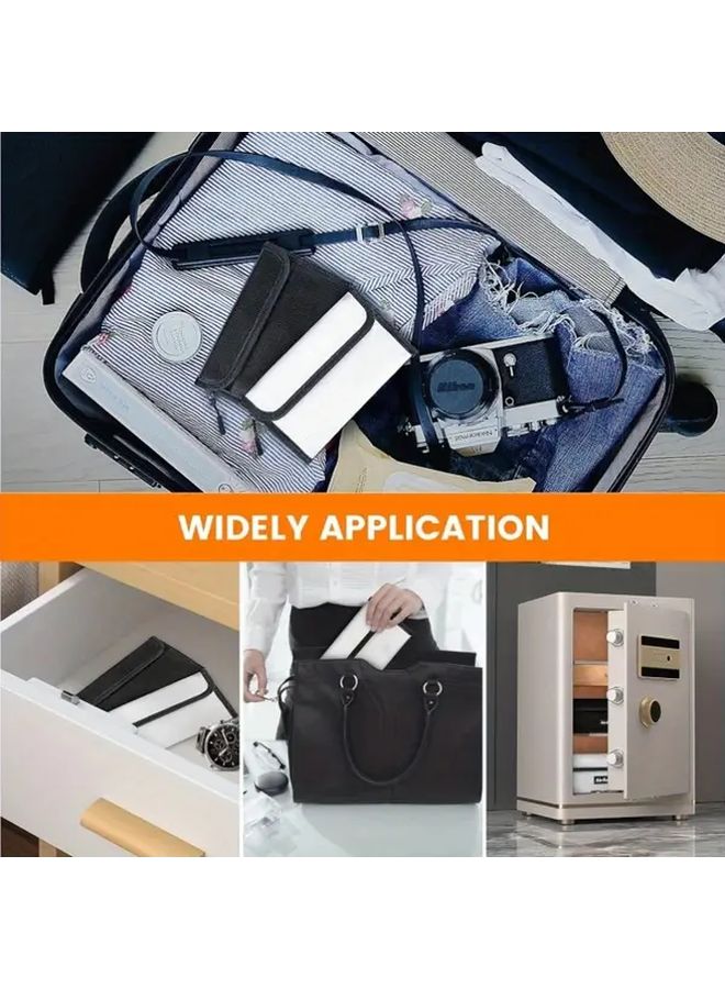 Black Faraday Bag Fireproof Waterproof Document Safe Insulated Zipper Wallet For Cash Valuables - Image 3