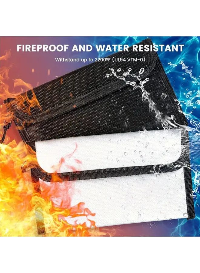 Black Faraday Bag Fireproof Waterproof Document Safe Insulated Zipper Wallet For Cash Valuables - Image 5
