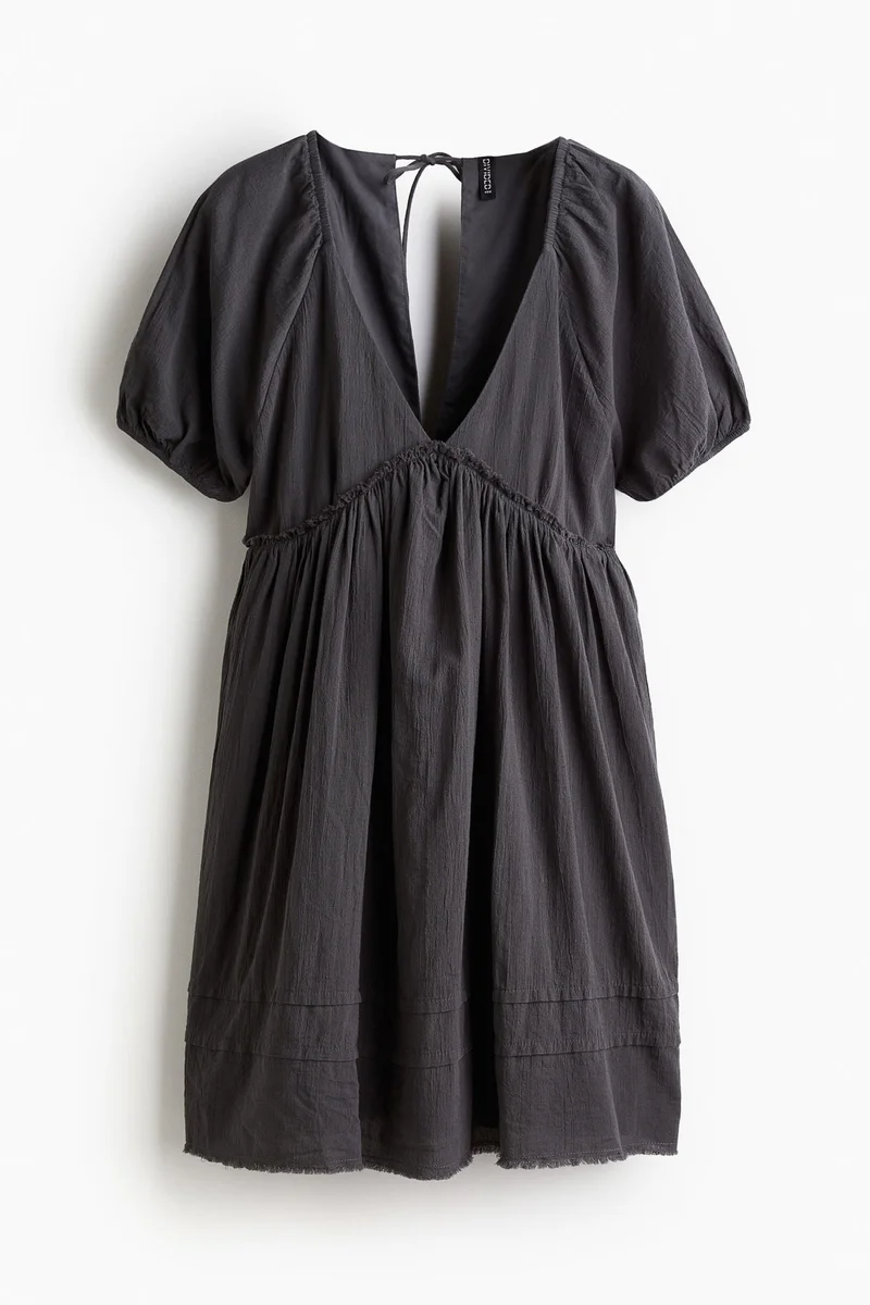 H&M Tie-detail crinkled throw-on dress