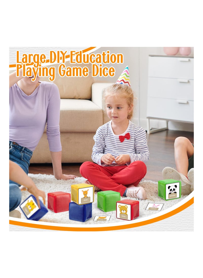 SYOSI - 4PCS Large DIY Education Game Dice, Infant Early Education Foam Blocks Educational Playing Dice Foam Blocks DIY Large Game Dice with Pockets Soft Stacking Blocks Toys Photo Child (4.72 Inch) - Image 1