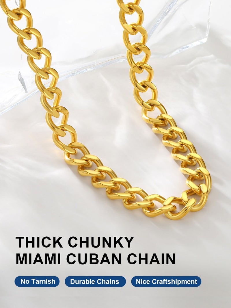 ChainsPro Thick Golden Chain for Women Chunky Cuban,14k Stainless Steel Gold Cuban Link Chains Gold Chunky Necklace, Punk Hip Hop Trendy Non Tarnish Jewelry Gifts for Wife 16mm 20inches - Image 4