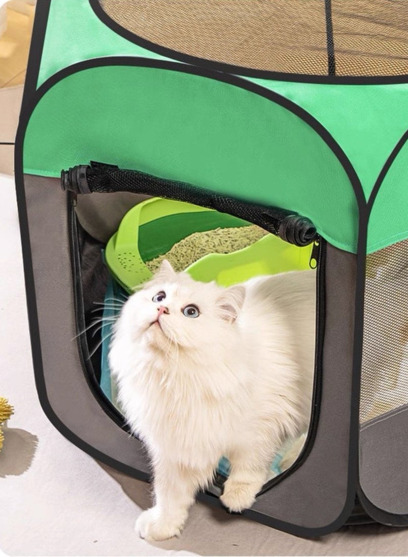 Portable Cat Playpen for Kitten Care, Foldable Cat House, Waterproof Bottom with Removable Zipper, Small Size - Image 2