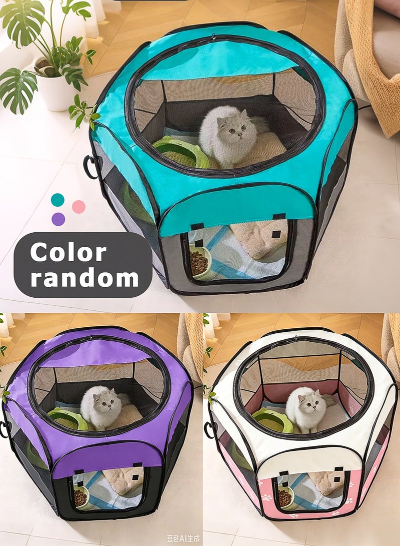 Portable Cat Playpen for Kitten Care, Foldable Cat House, Waterproof Bottom with Removable Zipper, Small Size - Image 1