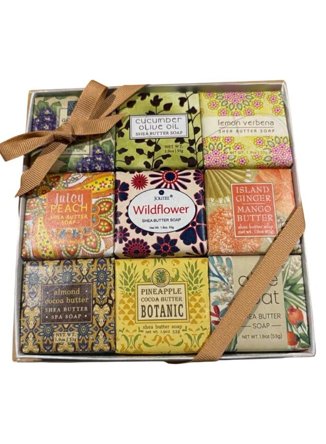 Jolitee French Milled Botanical Soap Sampler Set of 9 - Individually Wrapped Vegetable-Based Mini Soaps with Essential Oils, Shea Butter, and Natural Extracts (Soap Favorites) - Image 1