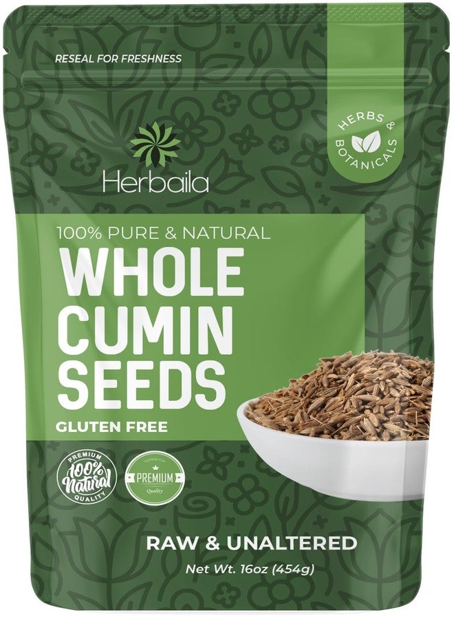 Herbaila Cumin Seeds Whole 16oz, Cumin Seasoning, Jeera Cumin Seeds, Excellent Flavor, Aromatic, Whole Cumin Seed, Best for Tempering, Cooking, Spice Blends & Seasonings, Cumin Spice 1 lb - Image 1