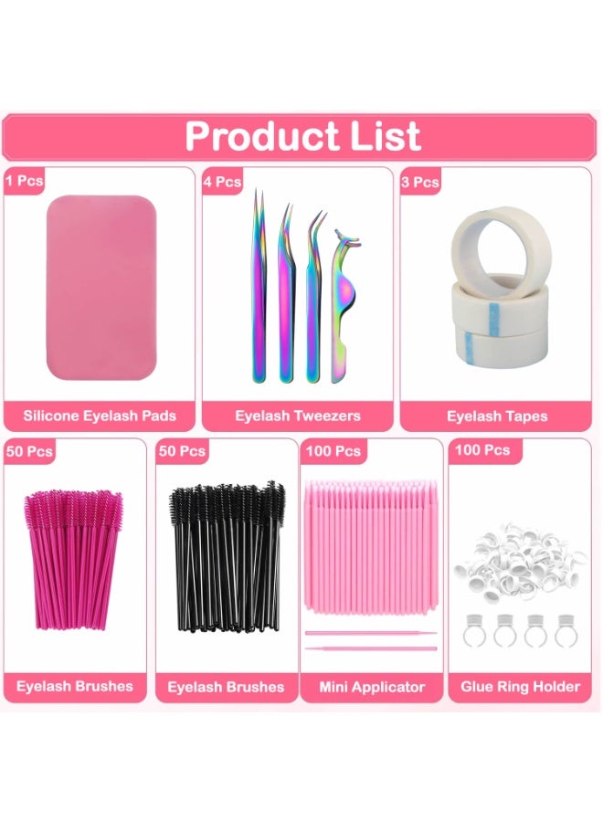 مجموعة تمديد الرموش، لوازم تمديد الرموش الاحترافية، تدريب للمبتدئين مع حامل الغراء، ملقط، ورقعة العين، لوازم الرموش DIY - Image 2