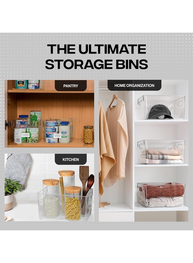 4PCS Clear Plastic Food Storage Containers with Handle, Premium Clear Plastic Storage Bins ,Pantry Organizer Bins,for Refrigerator, Cabinet, Kitchen, Cupboard, Countertop, Freezer Organization and Storage  - Image 3