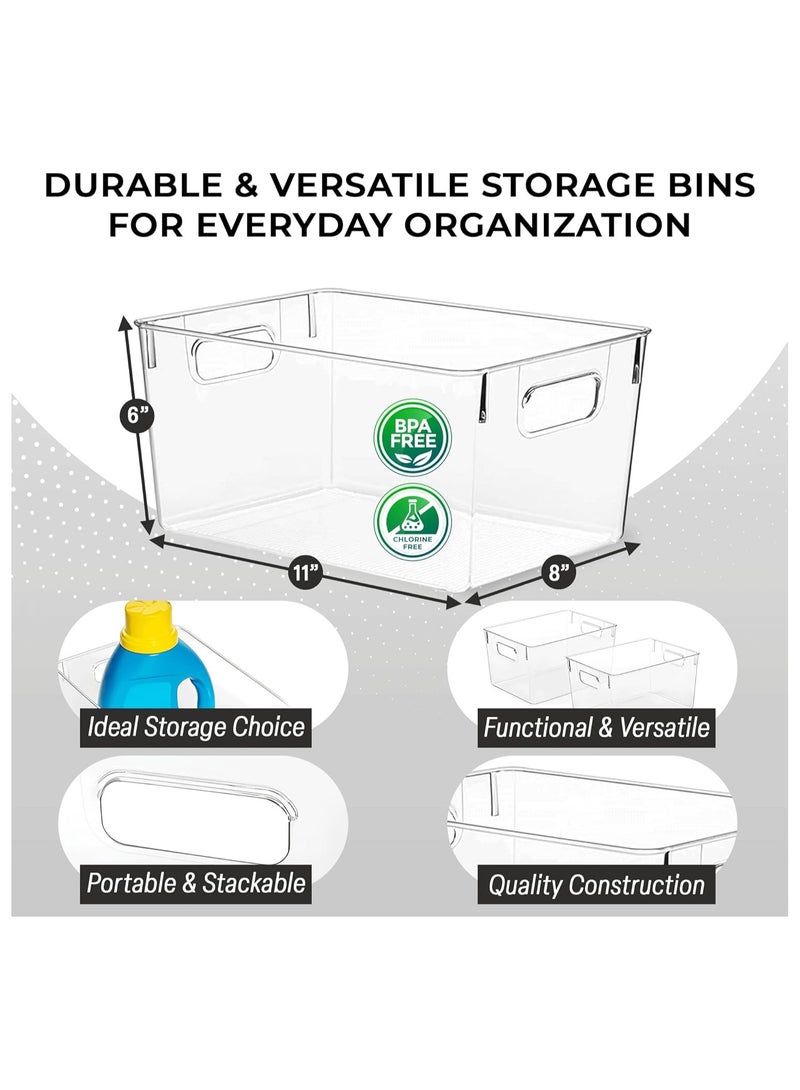 4PCS Clear Plastic Food Storage Containers with Handle, Premium Clear Plastic Storage Bins ,Pantry Organizer Bins,for Refrigerator, Cabinet, Kitchen, Cupboard, Countertop, Freezer Organization and Storage  - Image 4