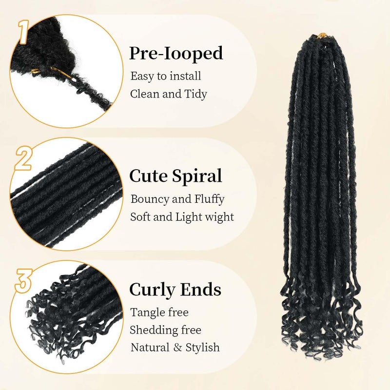 MODERN QUEEN Goddess Locs Crochet Hair 6 Packs, 16 Inch Straight Faux Locs Crochet Braids, Pre-Looped Curly Soft Synthetic Braiding Hair Extensions for Black Women(16 Inch, 6 Packs, 1B#) - Image 4