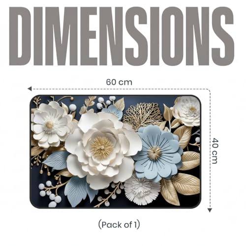 Roslen Bathroom Door Mat, Super Absorbent Quick-Dry with Non-Slip Rubber Backing, Washable Thin Floor Mat, Washable Door Mat for Home Decor, 3D Flower Bath Mat Bathroom Door Laundry & Kitchen - Image 2