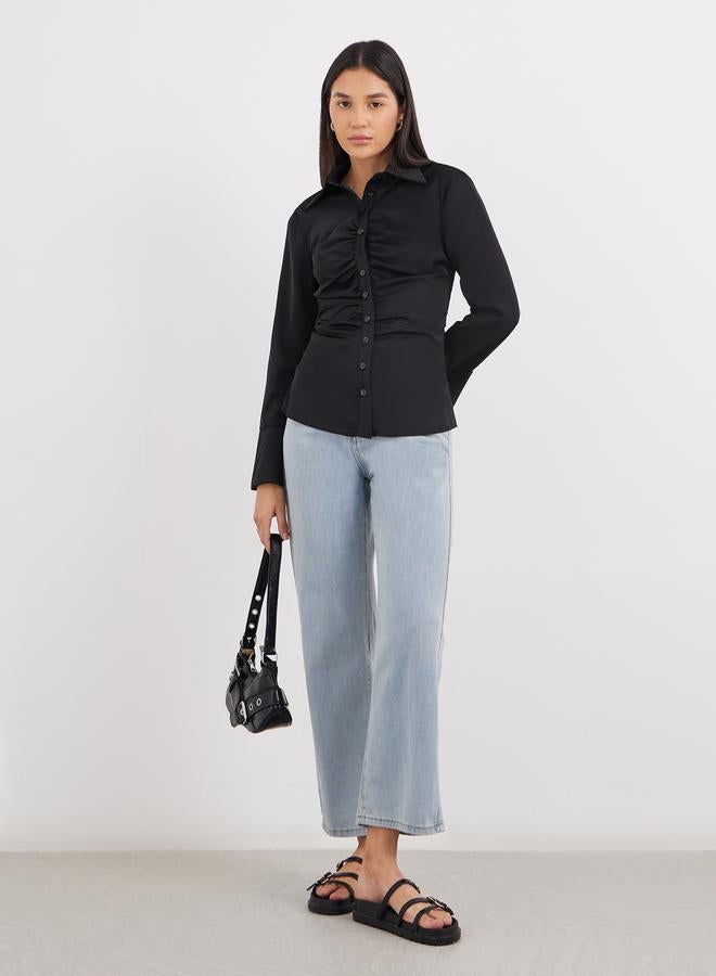 ستايلي قميص ستايلي أسود بأكمام الجرس - Image 2