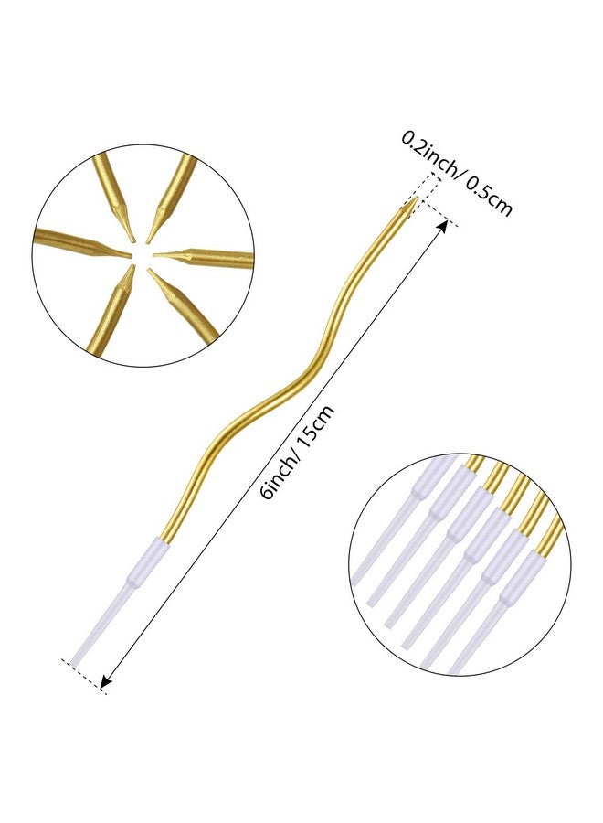 شموع عيد ميلاد ملتوية من BBTO، شموع كب كيك معدنية لولبية طويلة ورفيعة مع حامل لحفلات أعياد الميلاد والزفاف (ذهبي)