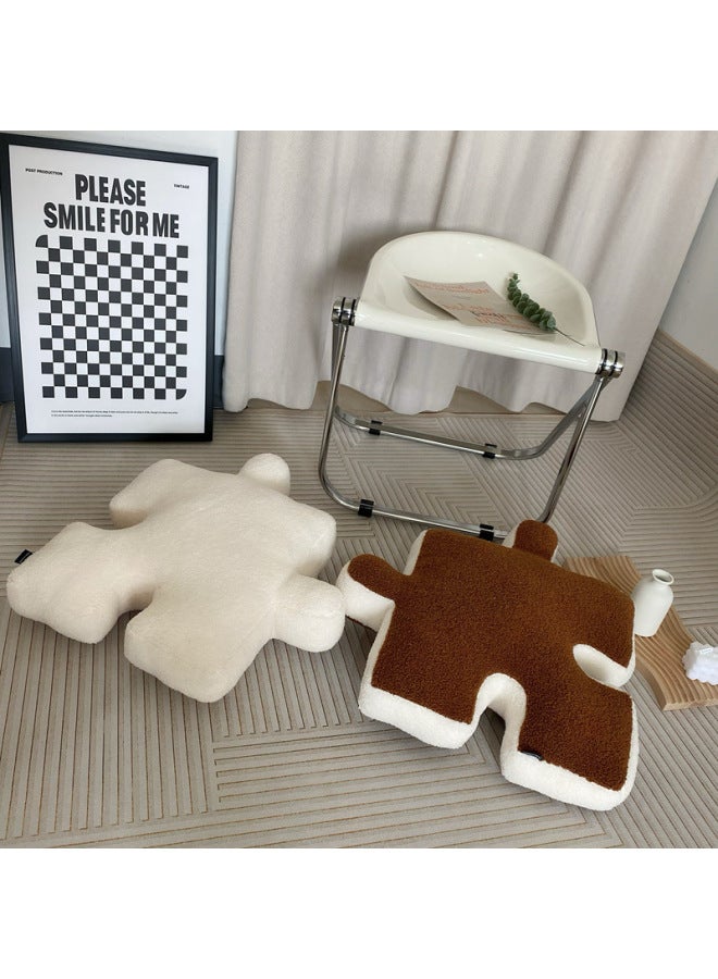 Internet Celebrity Super Soft Special-Shaped Stitching Plush Pillow Ins Nordic Style Sofa Bay Window Cushion Decorative Nap Pillow-Specifications:Puzzle Brown 55*55cm-Color:See Details For Size - Image 5